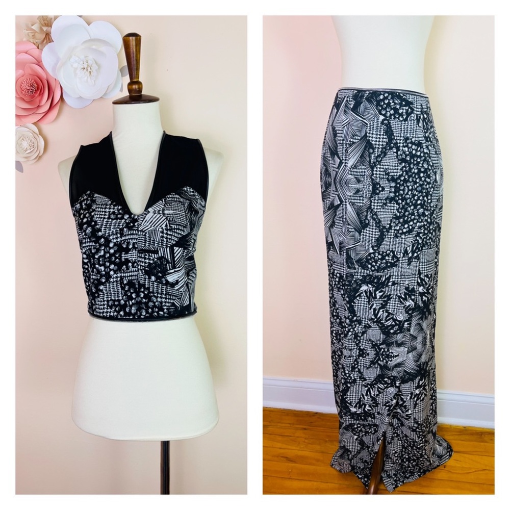 New! Limited Edition YIGAL AZROUEL Mesh Graphic Slit Detachable Top & Skirt Gown - Picture 5 of 10